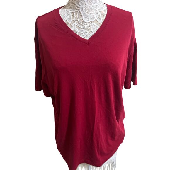 Banana Republic Red Premium Wash V Neck Tee - Womens XL EUC - Picture 1 of 6